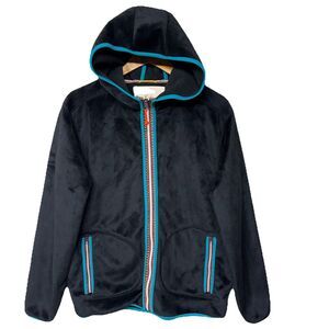 Koto Urban Outfitters Hooded Polar Fleece Jacket Full Zip Boho Black Men M EUC